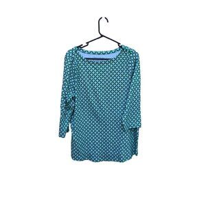 Charter Club XXL Green and Blue Lattice Pattern Top